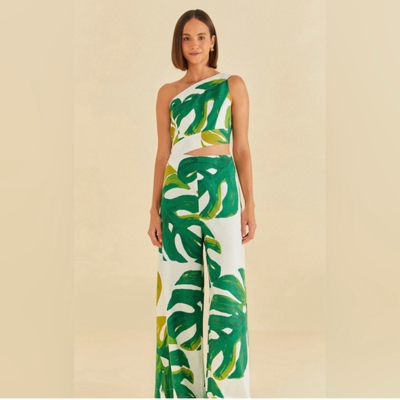 FARM Rio White Monstera One Shoulder Jumpsuit - Picture 1 of 5